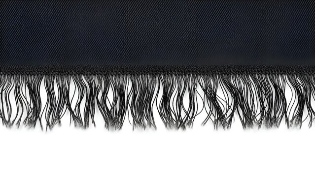 Black fringe trim textile fabric material decorative border design