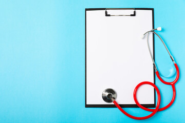 Stethoscope on the table. Medical instrument. Medical concept. Healthcare. Health Day.Doctor...