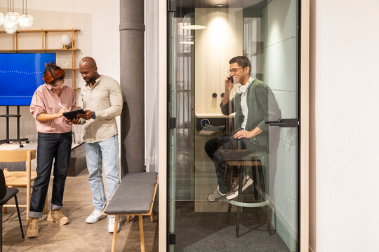 Modern coworking space with creative team collaboration