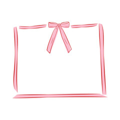 Hand-drawn ribbon frame with bow. Cute decorative border for romantic cards and invitations.