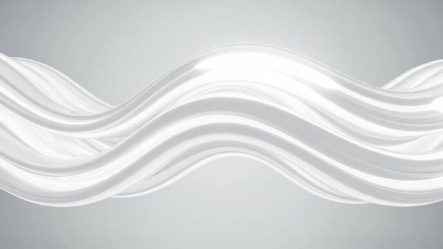 Abstract White Silk Wave Flowing Smoothly on a Light Gray Background.