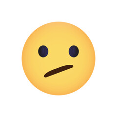 Confused or Skeptical Yellow Face Emoji. Confused face emoticon.