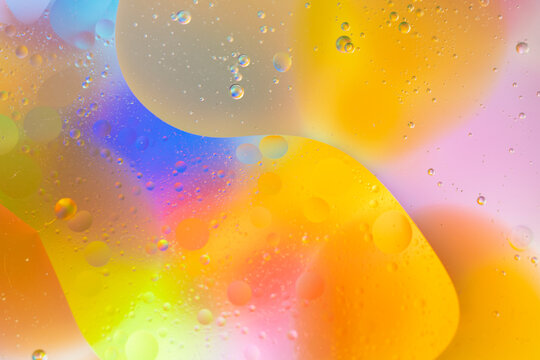 Abstract colors merging in liquid art forms