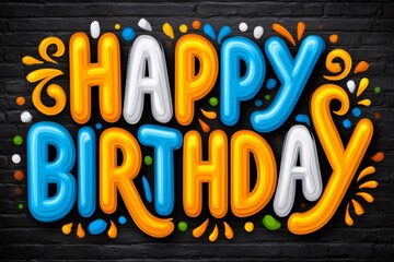 Happy birthday colorful typography celebrating festive occasion