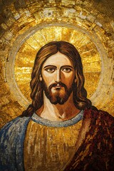 Jesus christ mosaic art depicting sacred religious figure