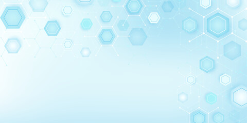 Health care abstract background with lines, dots and hexagons. Medical innovation banner template concept. illustration.