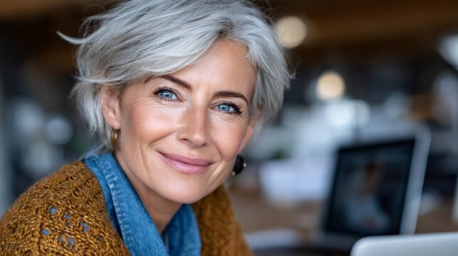 Mature woman smiling, having confidence aging gracefully