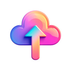 Colorful Cloud with Arrow Up Represents Uploading to Online Storage