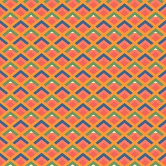 Geometric pattern with diamonds in blue, orange, green, yellow and gold