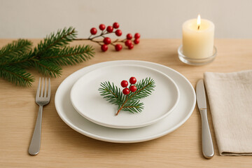 Scandinavian Christmas Elegance on a Minimalist Table
