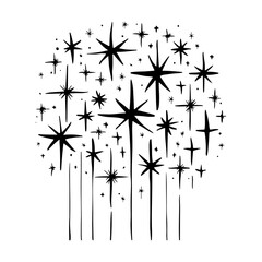 Starry night sky filled with shining stars and twinkling lights over a peaceful landscape