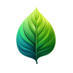 Stylized Leaf with Vibrant Green and Blue Gradient on Black Background