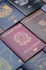 Fototapeta premium Passports of citizens of different countries of the world, passports background