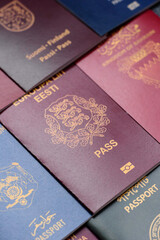 Fototapeta premium Passports of citizens of different countries of the world, passports background