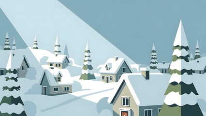 Snowy Winter Village