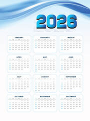 modern 2026 wall calendar layout in printable design