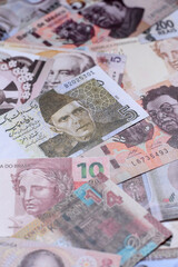 Money background, currency exchange, paper banknotes from different countries. Money cash currency