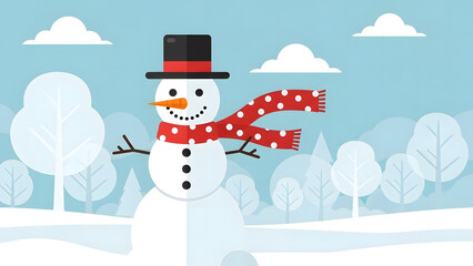 Happy Snowman in Winter
