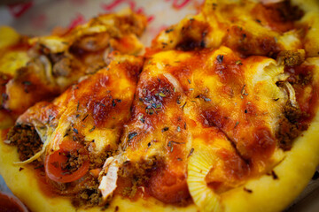 Close up delicious italian pizza