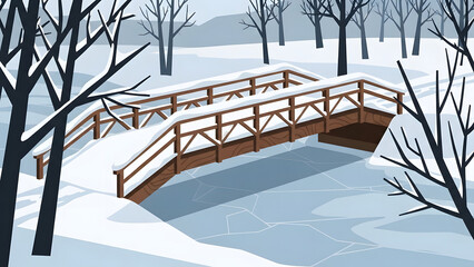 Snowy Wooden Bridge
