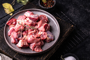 Raw chopped meat with spices