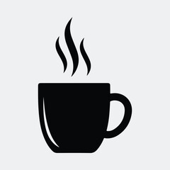 Silhouette coffee mug with smoke black and white vector illustration