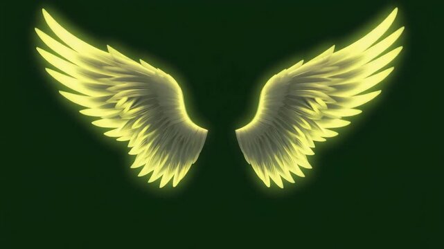Angel Wings Animation on Black Screen Background Isolated Flapping Motion