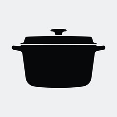 Silhouette dutch oven cooking pot kitchenware vector illustration