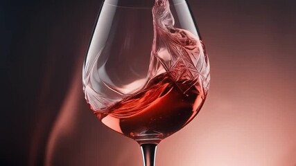 Elegant red wine swirling in a crystal glass, creating a dynamic splash and wave against a sophisticated, warm-toned background, capturing a "moment of indulgence" - Powered by Adobe