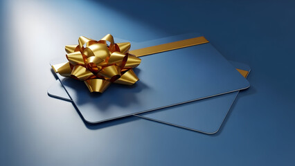 gift box with blue ribbon