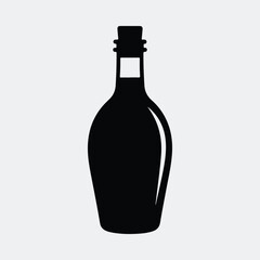 Silhouette liquor bottle minimal design with cork isolated vector illustration