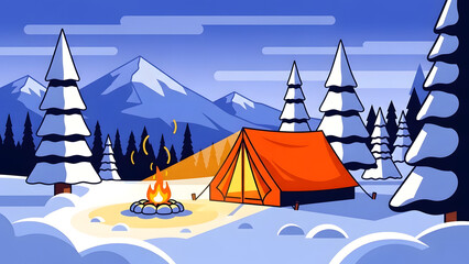 Winter Camping in the Mountains