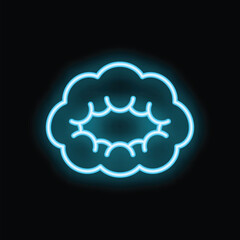 Neon sign representing a brain glowing on a wall, great illustration for memory or idea concepts