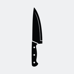Silhouette of a sharp kitchen knife black and white vector illustration