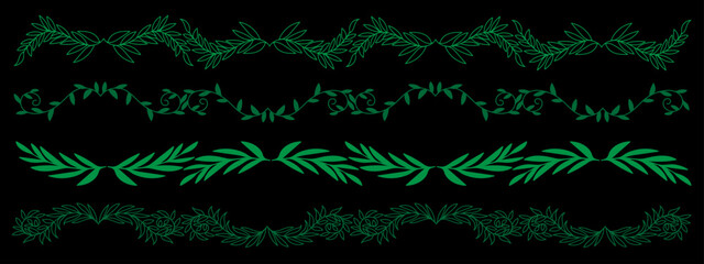 Green Foliage Border Elements: A collection of meticulously crafted green foliage border elements, perfect for adding a touch of natural elegance to any design.