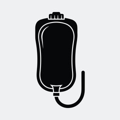 Silhouette of IV drip bag for intravenous therapy vector illustration