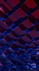 Abstract Hexagonal Pattern in Red and Blue