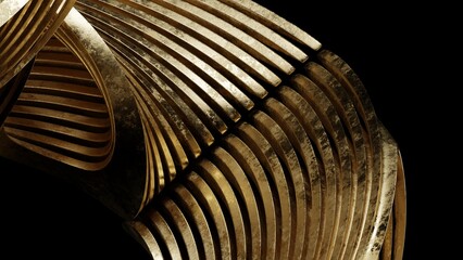 Abstract Gold Stripes on Black Background