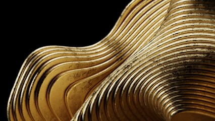 Abstract Golden Sculpture. Modern abstract 3D illustration with clean composition and soft lighting. Ideal for technology projects, branding, web design, presentations and social media.