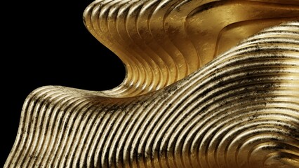 Abstract Golden Sculpture with Curved Lines