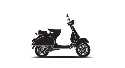 Fototapeta premium Vintage scooter silhouette on white background for retro transportation design.