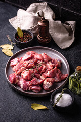 Raw chopped meat with spices