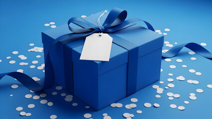 gift box with blue ribbon