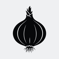 Silhouette shallot vegetable fresh organic single ingredient vector illustration