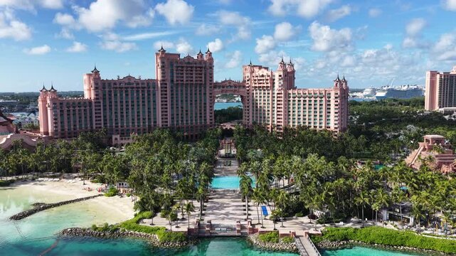 Bahamas Skyline In Nassau In New Providence Bahamas. Resort Landscape. Beach Scenery. Caribbean Skyline. Bahamas Skyline In New Providence Bahamas. Nature Scene.