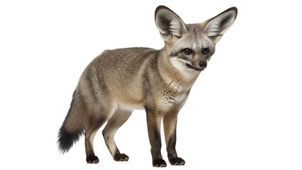 Bat-eared fox standing alert isolated on white background a captivating wildlife portrait