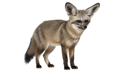 Bat-eared fox standing alert isolated on white background a captivating wildlife portrait
