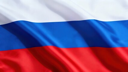 Fototapeta premium The Vibrant Colors and Symbolism of the Russian Flag, Showcasing Its Distinctive Patterns of White, Blue, and Red in a Waving Motion