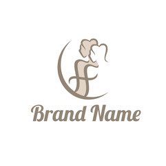 Fototapeta premium A stylish FF lettermark logo featuring two feminine silhouettes combined with a smooth crescent curve. Perfect for beauty, wellness, spa, skincare, fashion, or feminine-focused brands. Clean vector de