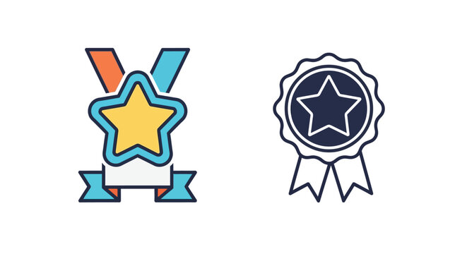 Colorful star and circular award ribbons symbolizing achievement and recognition